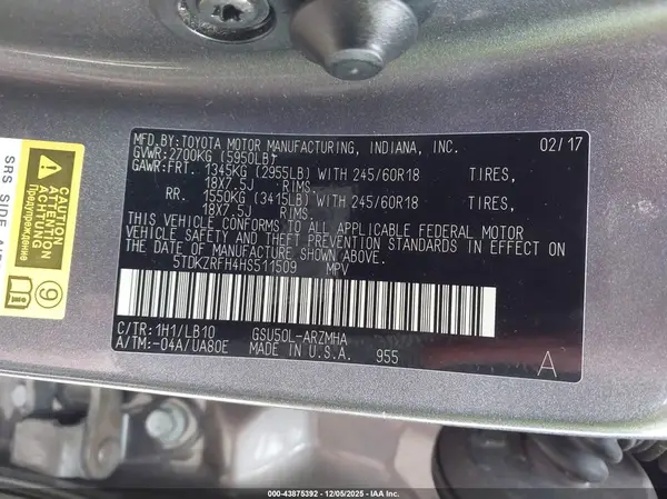 5TDKZRFH4HS511509 2017 TOYOTA HIGHLANDER - Image 8