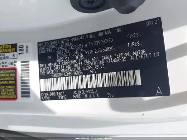 5TDXRKEC3MS026095 2021 TOYOTA SIENNA - Image 8