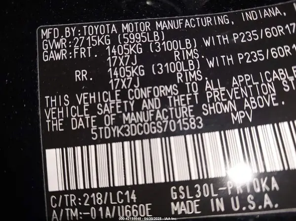 5TDYK3DC0GS701583 2016 TOYOTA SIENNA - Image 8