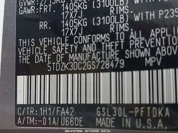5TDZK3DC2GS728479 2016 TOYOTA SIENNA - Image 8