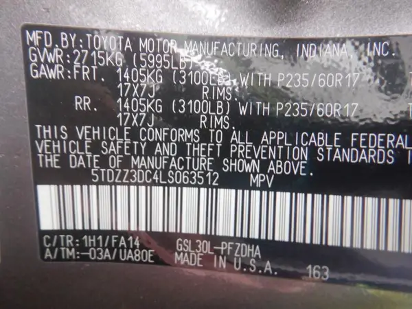 5TDZZ3DC4LS063512 2020 TOYOTA SIENNA - Image 8