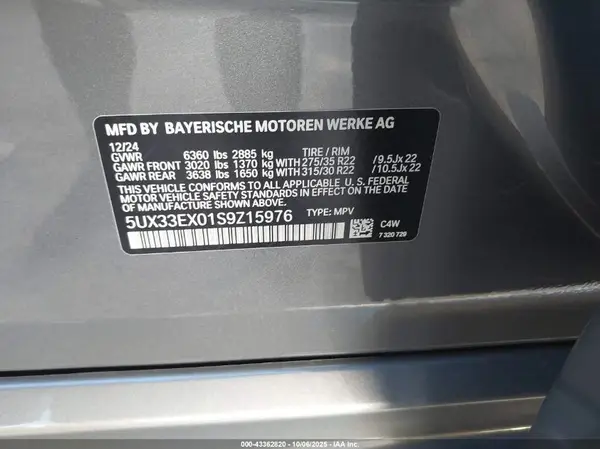 5UX33EX01S9Z15976 2025 BMW X6 - Image 8