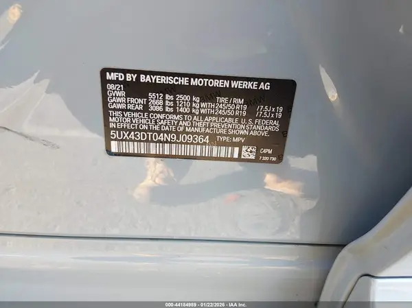 5UX43DT04N9J09364 2022 BMW X4 - Image 8