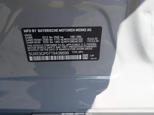 5UX53GP07T9438699 2026 BMW X3 - Image 8