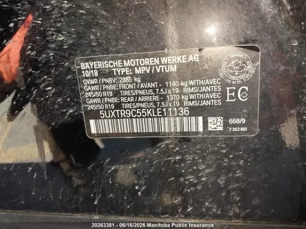5UXTR9C55KLE11136 2019 BMW X3 - Image 8
