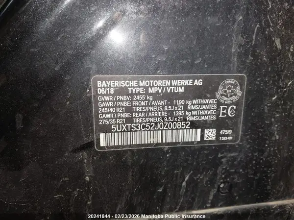 5UXTS3C52J0Z00852 2018 BMW X3 - Image 8