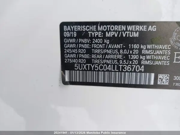 5UXTY5C04LLT36704 2020 BMW X3 - Image 8