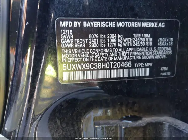 5UXWX9C38H0T20466 2017 BMW X3 - Image 8