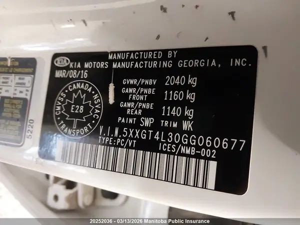 5XXGT4L30GG060677 2016 KIA OPTIMA - Image 8