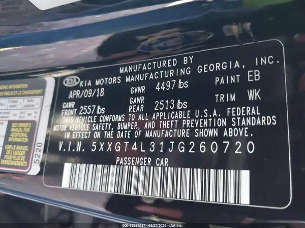 5XXGT4L31JG260720 2018 KIA OPTIMA - Image 8