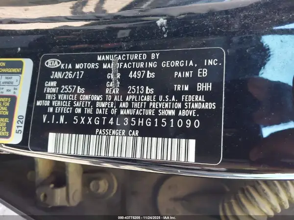 5XXGT4L35HG151090 2017 KIA OPTIMA - Image 8