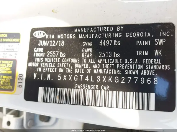5XXGT4L3XKG277968 2019 KIA OPTIMA - Image 8