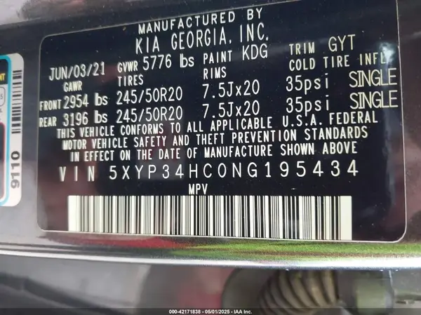 5XYP34HC0NG195434 2022 KIA TELLURIDE - Image 8
