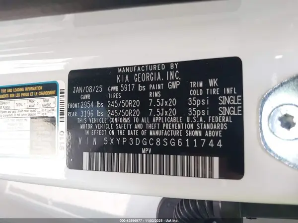 5XYP3DGC8SG611744 2025 KIA TELLURIDE - Image 8