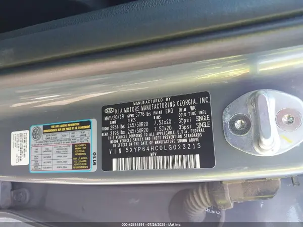 5XYP64HC0LG023215 2020 KIA TELLURIDE - Image 8
