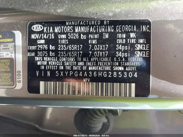 5XYPG4A36HG285304 2017 KIA SORENTO - Image 8