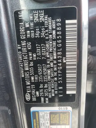 5XYPG4A38LG658898 2020 KIA SORENTO - Image 5