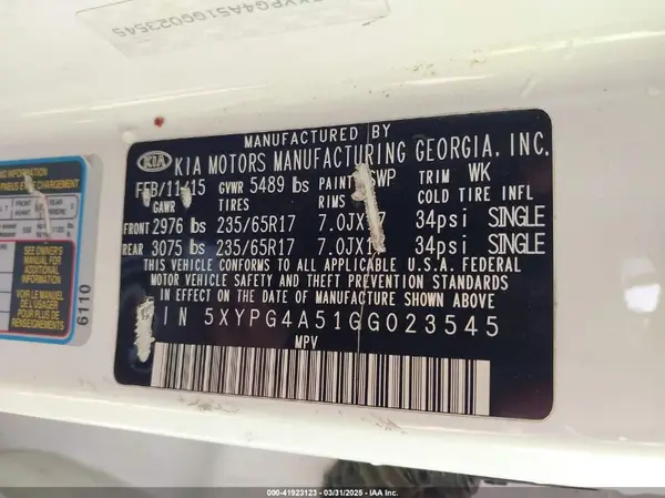 5XYPG4A51GG023545 2016 KIA SORENTO - Image 8