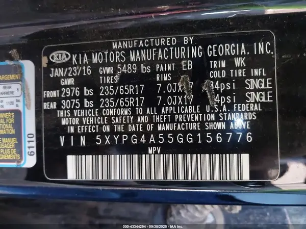 5XYPG4A55GG156776 2016 KIA SORENTO - Image 8