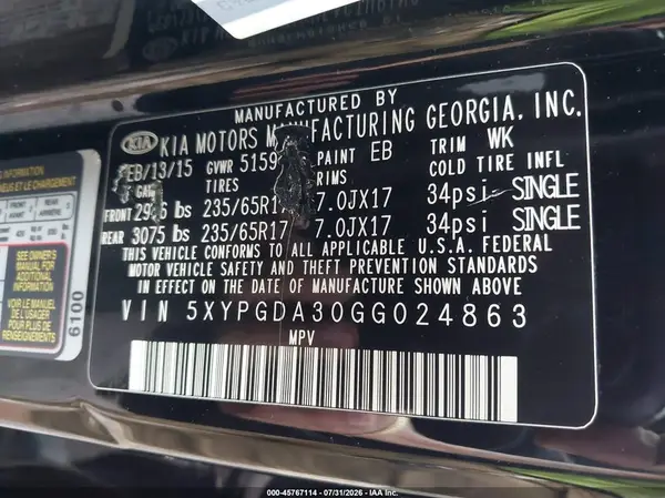 5XYPGDA30GG024863 2016 KIA SORENTO - Image 8