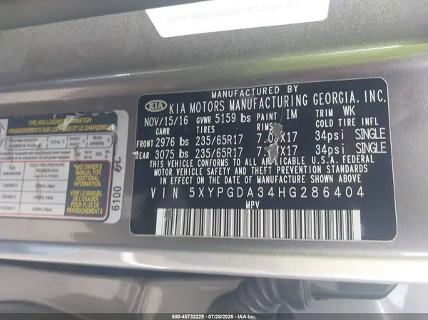 5XYPGDA34HG286404 2017 KIA SORENTO - Image 8