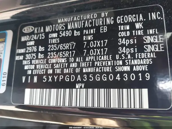 5XYPGDA35GG043019 2016 KIA SORENTO - Image 8