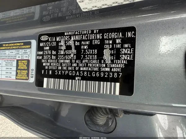 5XYPGDA58LG692387 2020 KIA SORENTO - Image 8