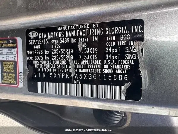 5XYPK4A5XGG115686 2016 KIA SORENTO - Image 8