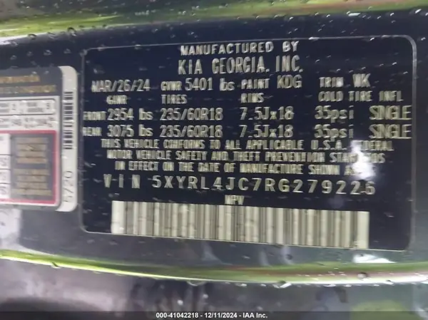5XYRL4JC7RG279226 2024 KIA SORENTO - Image 8