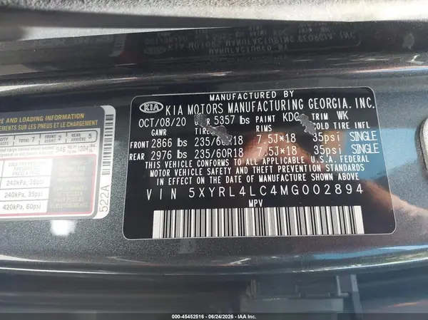 5XYRL4LC4MG002894 2021 KIA SORENTO - Image 8