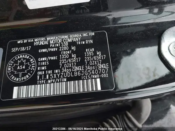 5XYZUDLB6JG540707 2018 HYUNDAI SANTA FE - Image 8