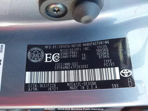 5YFB4MBE4TP263082 2026 TOYOTA COROLLA - Image 8