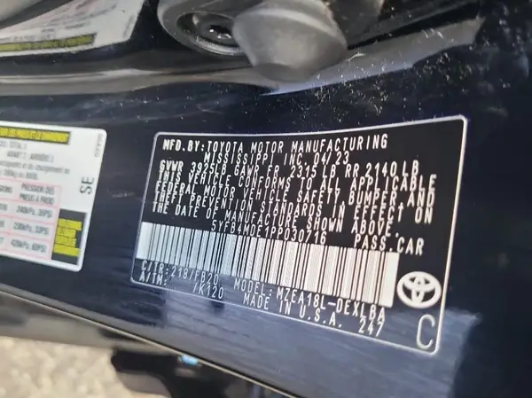 5YFB4MDE1PP030716 2023 TOYOTA COROLLA - Image 8