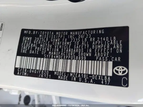 5YFB4MDEXPP058899 2023 TOYOTA COROLLA - Image 8