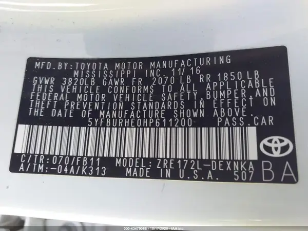 5YFBURHE0HP611200 2017 TOYOTA COROLLA - Image 8