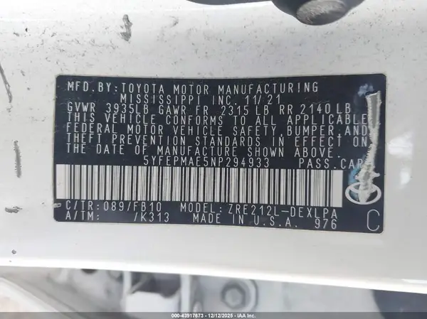 5YFEPMAE5NP294933 2022 TOYOTA COROLLA - Image 8
