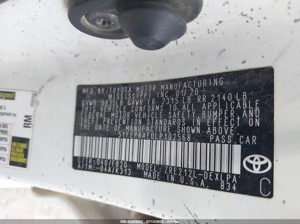 5YFEPRAE0LP102568 2020 TOYOTA COROLLA - Image 8