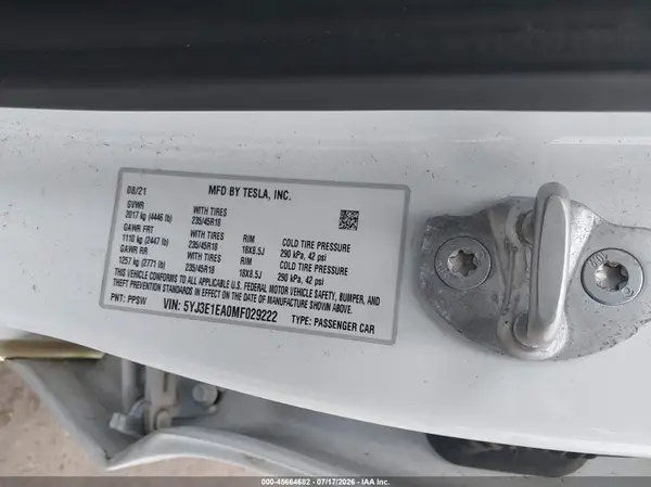 5YJ3E1EA0MF029222 2021 TESLA MODEL 3 - Image 8