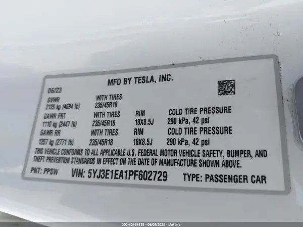 5YJ3E1EA1PF602729 2023 TESLA MODEL 3 - Image 8