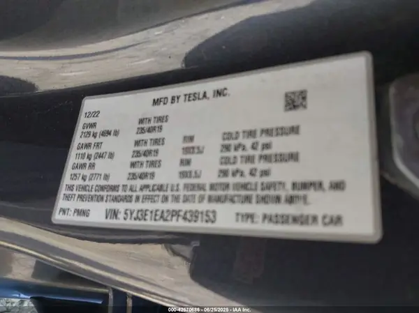 5YJ3E1EA2PF439153 2023 TESLA MODEL 3 - Image 8