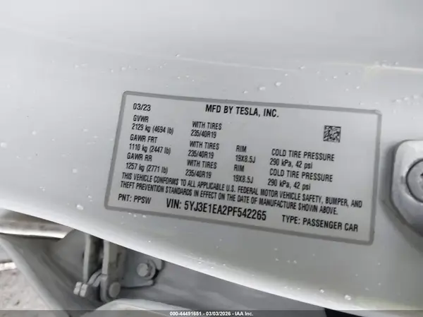 5YJ3E1EA2PF542265 2023 TESLA MODEL 3 - Image 8