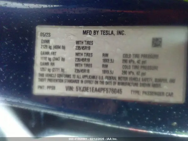 5YJ3E1EA4PF576045 2023 TESLA MODEL 3 - Image 8