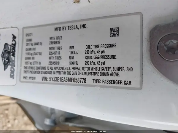 5YJ3E1EA5MF058778 2021 TESLA MODEL 3 - Image 8