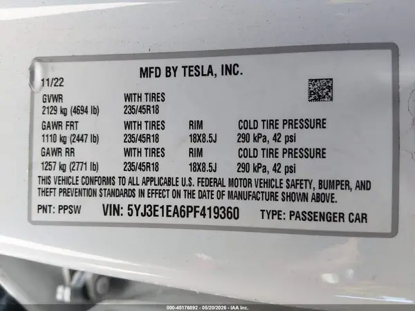 5YJ3E1EA6PF419360 2023 TESLA MODEL 3 - Image 8
