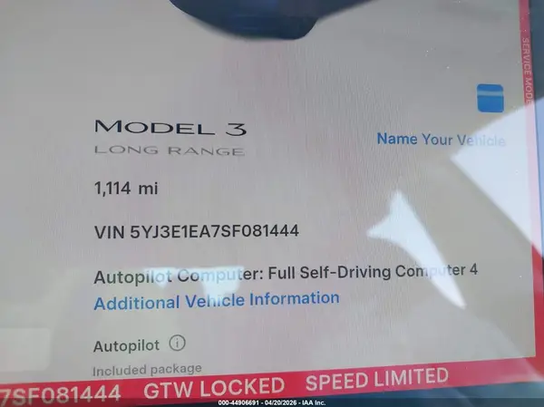 2025 TESLA MODEL 3 IAAI lot 44906691 auction photo 7