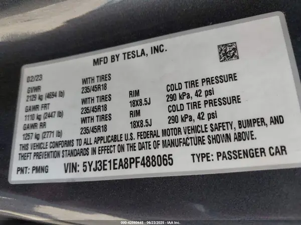 5YJ3E1EA8PF488065 2023 TESLA MODEL 3 - Image 8