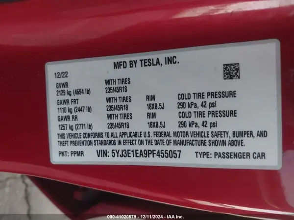 5YJ3E1EA9PF455057 2023 TESLA MODEL 3 - Image 8