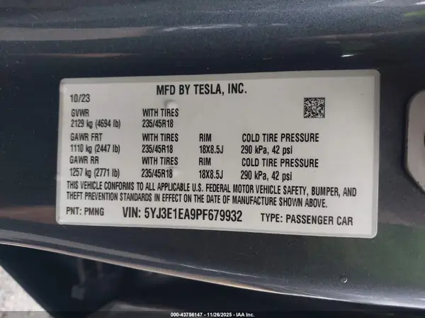 5YJ3E1EA9PF679932 2023 TESLA MODEL 3 - Image 8
