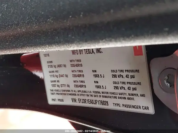 5YJ3E1EAXJF176028 2018 TESLA MODEL 3 - Image 8