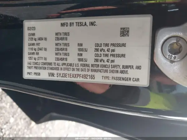 5YJ3E1EAXPF492165 2023 TESLA MODEL 3 - Image 8